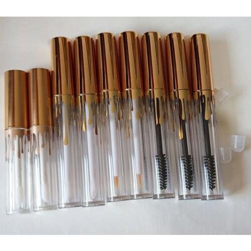 50/100pcs 2.5ml 4ml Empty Lip Gloss/Glaze Tube Gold Water Droplets Lip Eyelash Bottle Mascara Tube Packing Container Wholesale