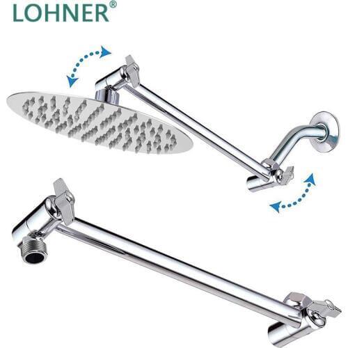 LOHNER Adjustable Shower Arm Extender 10 Inch Head Extension Brass Chuveiro 10 Pole Universal Bathroom Rallonge Pomme De Douche