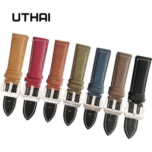 UTHAI P12 18/20/22/24mm Watch Strap Genuine leather Watch Band 18-24mm Watch Accessories High Quality 22mm Leather Watch Strap