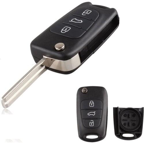 Replacement Flip/Folding Remote Key Shell Case Housing 3 Buttons & Uncut Blade FOB for Hyundai I30 I20 I35 IX35