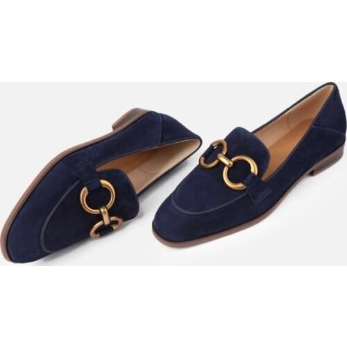 Womens Shoes Navy Color Casual Loafers For Women 2021 Pumps Designer Shoes Flat Shoes Suede Comfort Daily Footwear Size 33-40