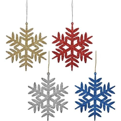 10 Sets(4 PCS/Set) Christmas Hanging Decorations Glitter Snowflake Xmas Tree Pendant Ornaments for New Year Wedding Wholesale XB