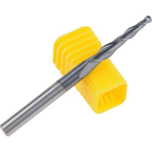 10pcs R1.0*D4*20.5*50L HRC55 Tungsten solid carbide Taper Ball Nose End Mill cone milling cutter cnc router bit wood knife tool