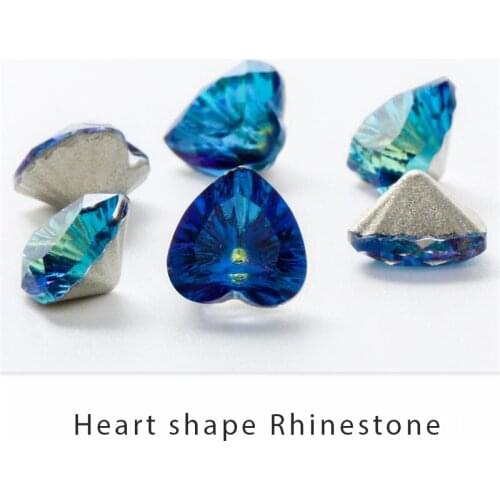 10 Pcs Heart Rhinestone Crafts Stone Point Back Jewelry Accessories Shiny Crystal Diy Gemstone Trim High Quality Strass Stone