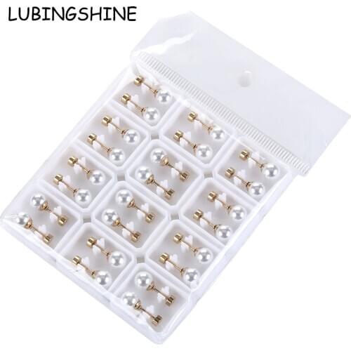12pairs/set Pearl Earring Set for Women Men Trendy Hip Hop Round Symmetrical Cute Studs Earrings Jewelry The New Year Gift