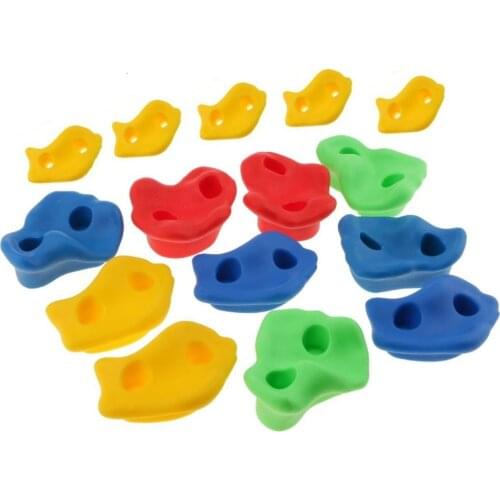 15Pcs Plastic Climbing Rock Wall Stones Assorted Color for Kids Rock Climbing Wall Stones Hand Feet Holds Grip Kits