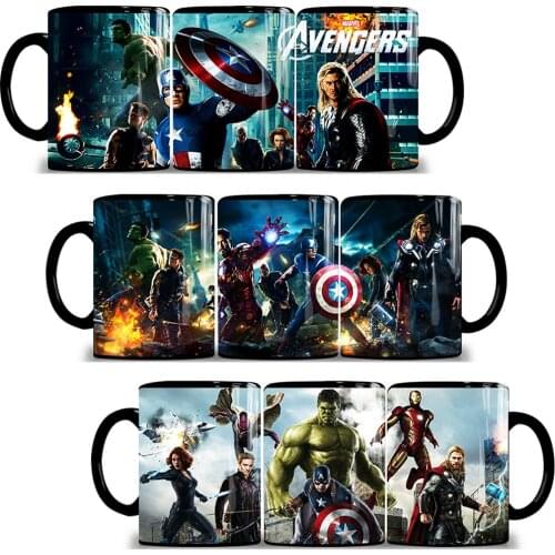 320mL Disney IThe Avengers Iron Man Water Cup Heat Sensitive Color Changing Ceramic Mug Coffee Milk Tea Cups Collection Gifts