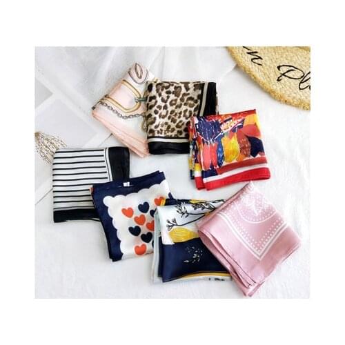 53*53cm New Korean Fashion All-match Small Square Scarf Small Scarf Female Headscarf Work Occupation Scarf