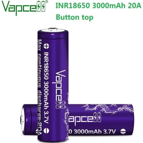 Free shipping Vapcell 18650 3000mah 20A Button top 3.7v li ion battery Rechargeable batteries for Flashlight/power tools cells
