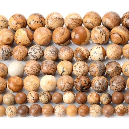 Natural Stone Bead Picture Pattern Round Loose Spacer Beads for Jewelry Making Diy Bracelet Charm Accessories 4/6/8/10/12mm