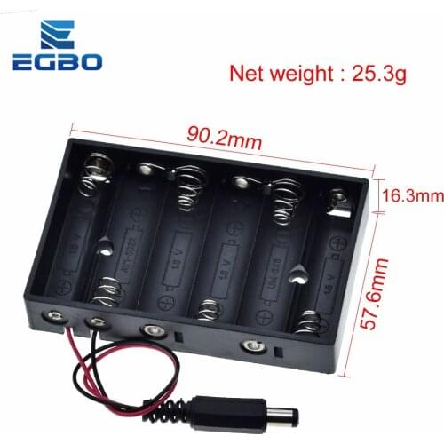 1PCS EGBO New 6 x AA Battery Case Storage Holder With DC2.1 Power Jack Futural Digital Hot Selling F35