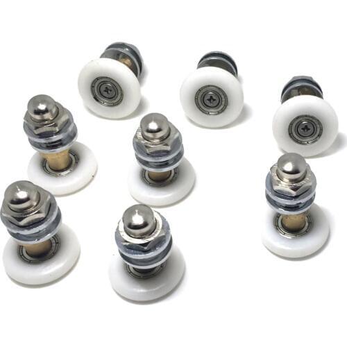 8x Partiality Shower Door ROLLERS /Glass hole 12mm /Runners/Wheels/Pulleys diameter 27mm