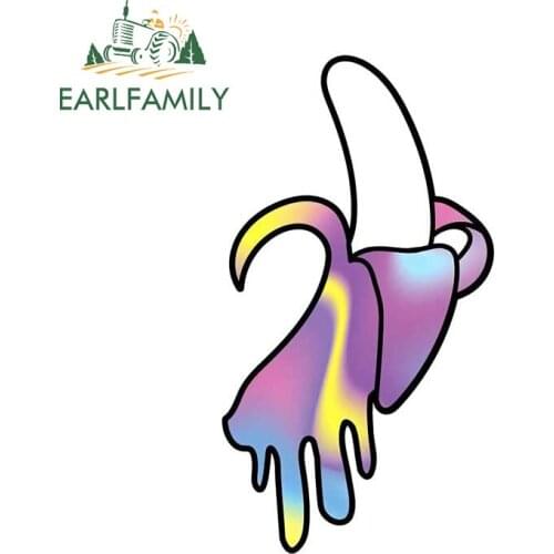 EARLFAMILY 13cm x 7.1cm Colourful Banana Sticker Pop Art Funny Car Styling Window Laptop Wall Decal Decoration Car Stickers