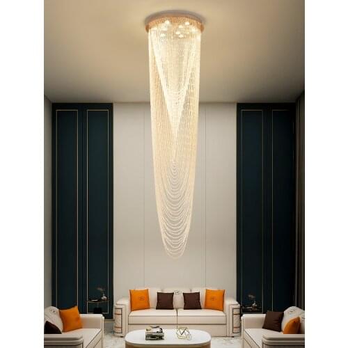 YOOGEE Modern Staircase Chandelier Crystal Light for Living Room Loft Villa Lobby Led Lamp Home Decor Light Fixture