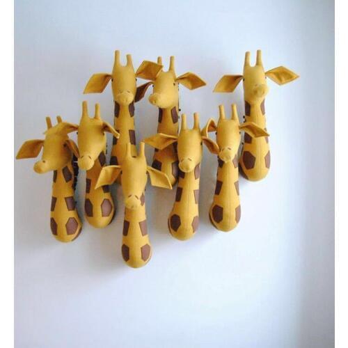 Ins Nordic Animals Head Wall Decor Plush Toys Giraffe Elephant Zebra Wall Hanging Stuffed Toys Kids Girl Room Decoration