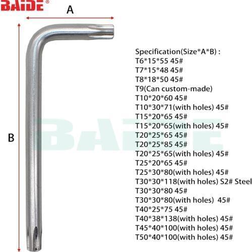 Wrench Tool Anti Tamper Proof Torx Key Bit Wrench L-Shape T30 T40 T45 T50 100pcs/lot