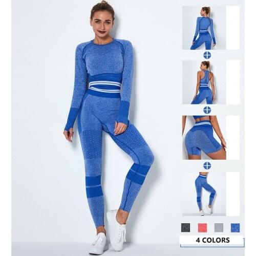 XS-L 2/4PCS Seamless Women Yoga Set Workout Sportswear Fitness Crop Top High Waist Leggings Sports Bra Running Shorts Gym Set