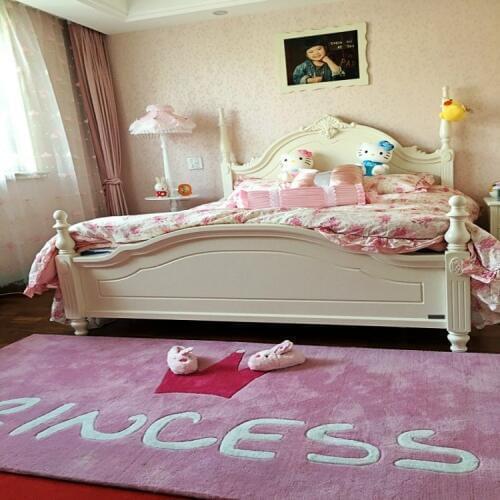 Crown pink princess carpet mats simple bedroom girl porch custom handmade acrylic carpet mat children livingroom rug lovely girl