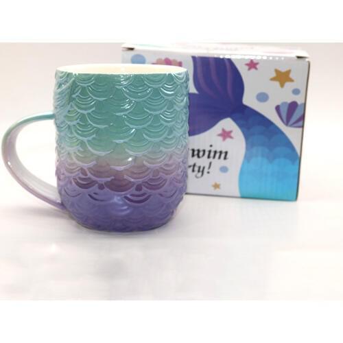Beauty Mermaid handle large capacity tea milk cups and mugs creative fantasy tail Pearl glaze coffee mug drinkware