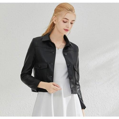 Pu Leather Jackets Female Black Faux Leather Jacket Women Single Breasted Short Bike Coat Motorcycle Tops Soft Pink