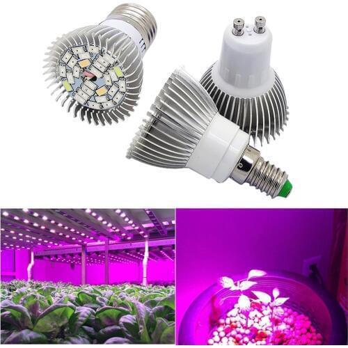 100LM 18LED 28LED Grow Light UV IR Full Spectrum Hydroponic Growth Light E27 E14 GU10 Indoor Growth Light 220V Flower Seedling