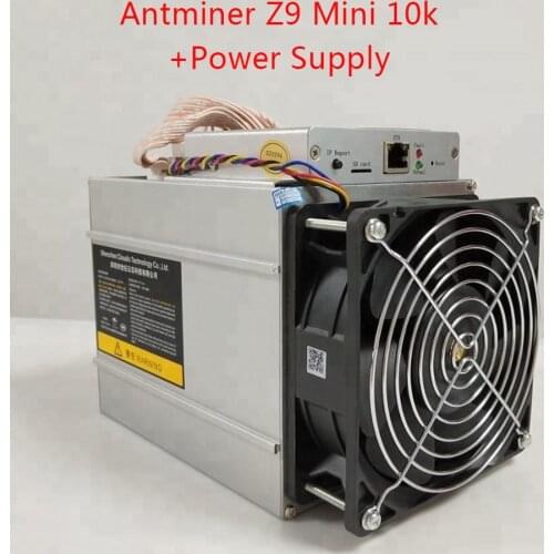 Used Antminer Z9mini 10K 300W ZCASH ZEC BTG Asic Equihash Miner With Power Supply Better than S17 S9 Z11 Z9 Innosilicon A9 T2T