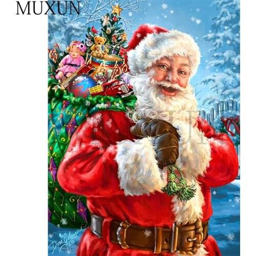 Muxun 3D Diamond Painting Christmas Full Square/Round Rhinestone Pictures Diamond Embroidery People Sale Decoration Home X0170