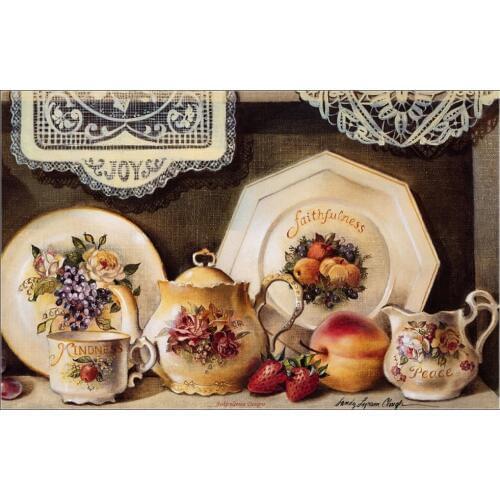 Embroidery Counted Cross Stitch Kits Needlework - Crafts 14 ct DMC Color DIY Arts Handmade Decor - Exquisite Tea Set