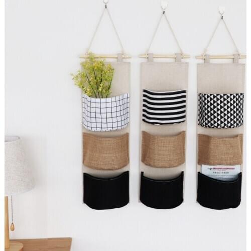 Wall Mounted Home Space-saving Hanging Geometric Organizer Sundries Holder Storage Bags