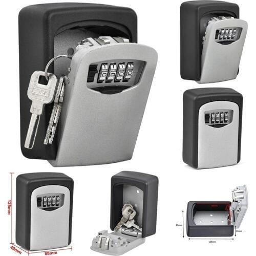 Wall Mount Key Box Home Security Custom 4 Digit Combination Lock Safe StorageSize(117*82*37mm)