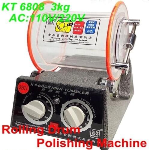 KT-6808 Rolling Drum Polishing Machine Jewelry Vibratory Tumbler Barrel Rotary Tumbling Machine 3kg 220V/110V