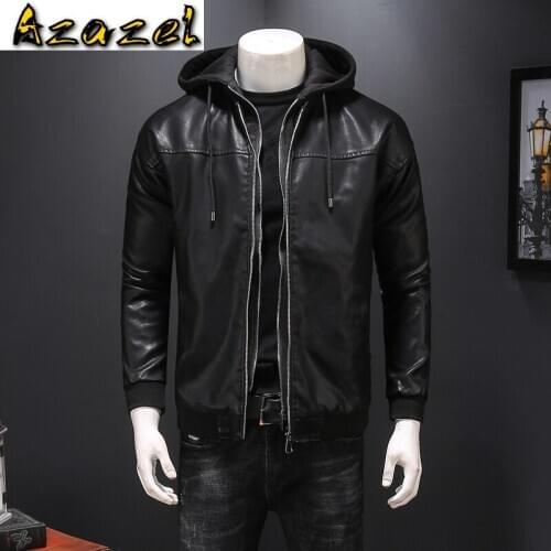 Autumn Winter New Leather Jacket Mens Trend Motorcycle Hooded Jacket And Coat Korean Youth PU Casaco Masculino Male Clothing
