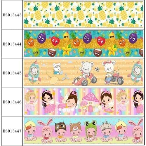 HuangTao 22MM 25MM 38MM 50MM 75mm Printed Pattern on Grosgrain Ribbon for diy ribbon