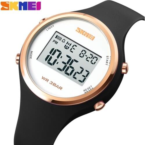 SKMEI Brand Women LED Display Elecreonic Watch Fashion Silicone Black Alarm Digital Wristwatches Gifts Reloj Mujer
