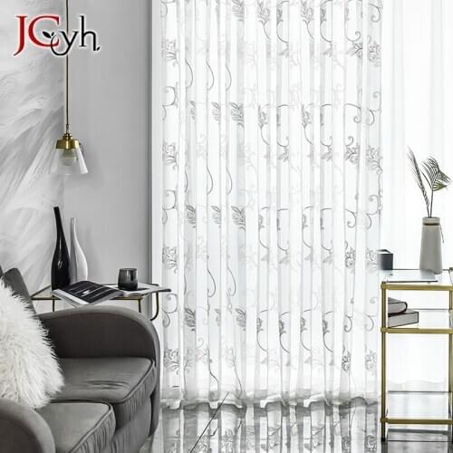Embroidered Tulle Curtains Window For Living Room Bedroom Kitchen White Sheer Curtains For Window Fabric Rideaux Voilage