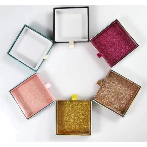 Mink Eyelash Packaging Box Customed Logo Own Brand Slide Drawer Plastic Paper Lash Boxes Packaging Bulk