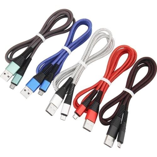 USB Fast Charging Cable 1M Nylon Data Cables 8Pin Type C Micro Charger for iPhone Xiaomi Samsung Android Phone Charge Wire