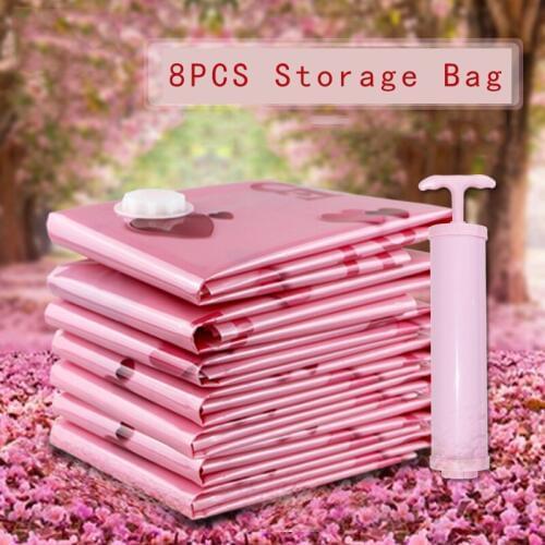 8PCS Thickened Vacuum Storage Bag With Hand Air Pump Foldable Compressed Bag Wardrobe Organizer Vacuum Closet Organizer