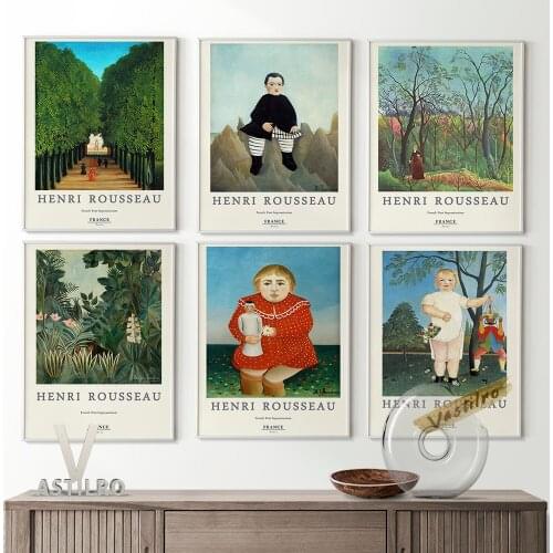 Henri Rousseau Vintage Print Art Poster Exhibition Museum Canvas Painting Home Decor Living Room Wall Art Prints Picture Gift