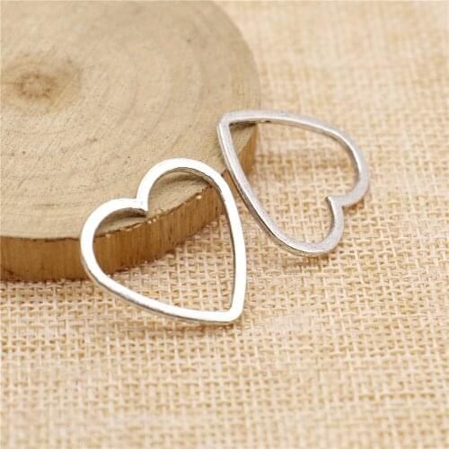 WYSIWYG 10pcs 24x25mm Hollow Heart Pendants Connector Heart Pendants Hollow For Jewelry Making Hollow Heart Pendants Charm DIY