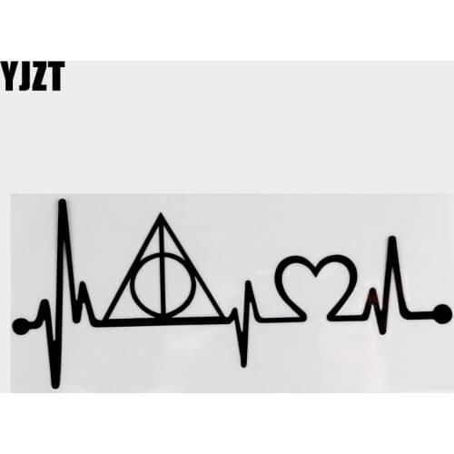 19cm*8.3cm Deathly Hallows Heartbeat Lifeline Vinyl Car Sticker Car Styling Black/Silver S3-4949