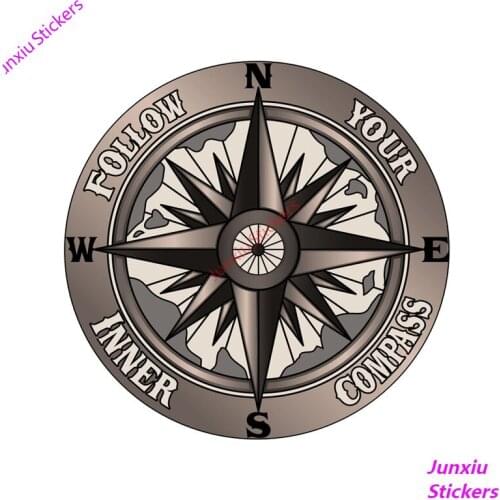 Funny Follow Your Inner Compass High Quality Car Sticker for Window Camper Truck Car Body Racing Rally Decal Decor KK13x13cm