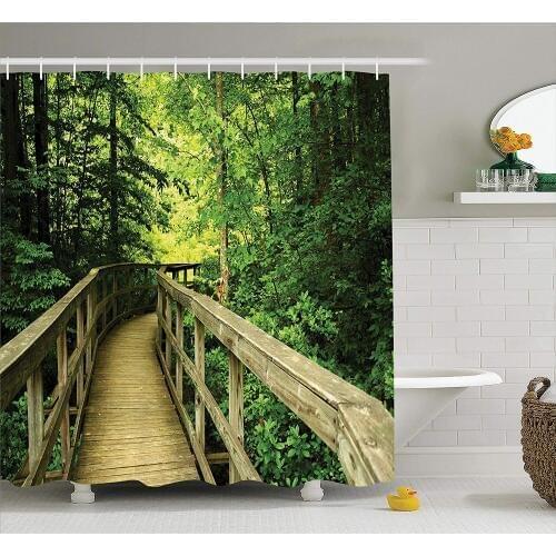 Nature Shower Curtain House Decor Tropical Forest Park Summertime Environment Nature Holidays Adventure Scene Bathroom