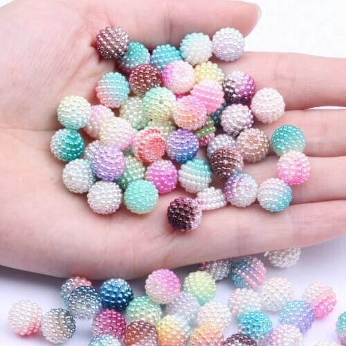 20/200pcs 10mm Multicolor Bayberry Perforation Pearl Beads Hole Round Acrylic Imitation Pearl Dress Making Jewelry Decorations
