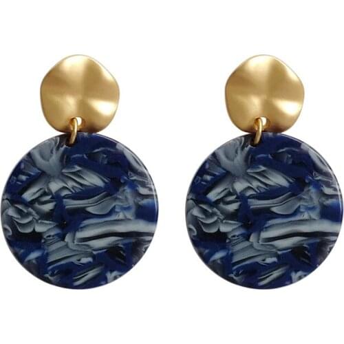 Dreamtop Vintage Statement Drop Dangle Earrings Female Acetate Earings for Women Exaggerated Geometric Round Acrylic Earing E06