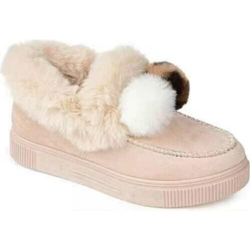 2021 Cotton Shoes Leather Mouth Snow Boots Pink Women Winter Warm Short Boots Non-slip Velvet Bread Shoes with Lovely Plush Ball