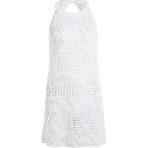 Women Summer Crochet Bikini Cover-ups Beach Dress Solid Hallow Out Bathing Cover up One Size