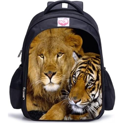 Animal Lion Tiger Kids Backpack Travel Backpacks Boys Tiger Printing Backpack Child Bagpack Children School Bags For Teenagers