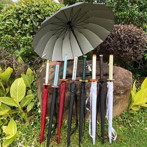 Japanese straight rod simple creative trend long handle retro mens handsome student umbrella personality anime umbrella