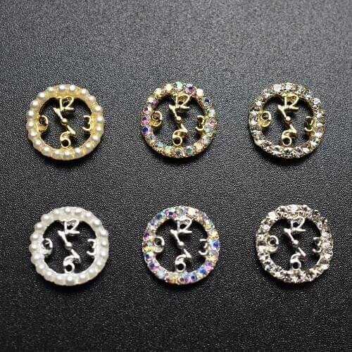 10Pcs/lot 3D Clock Design Pearl Rhinestone Silver Gold Nail Tool Studs Alloy Nails Art Decorations Charm Jewelry Accessory Charm